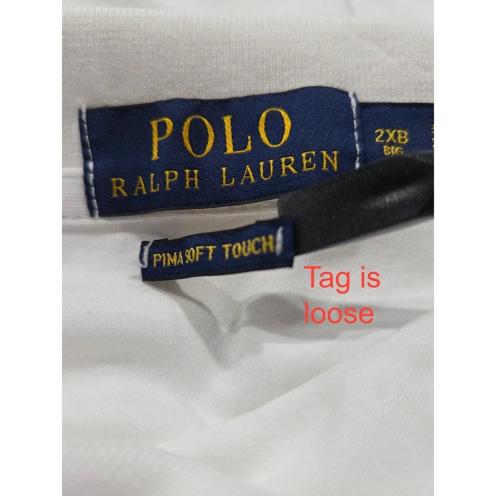 Polo Ralph Lauren Polo Shirt Mens 2XB Off-White‎ Pima Cotton Long Sleeve Casual